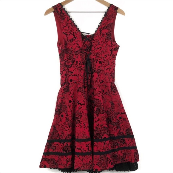 Hot topic filigree skull flared flocked dress - Picture 9 of 16